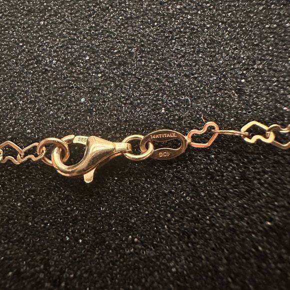 14K Solid Gold Tiny Hearts Necklace 18in - Picture 7 of 7